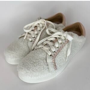 Jack Rogers Women’s 7 Whitney Sneakers Fleece Leather Lace Up Round Toe Low Top
